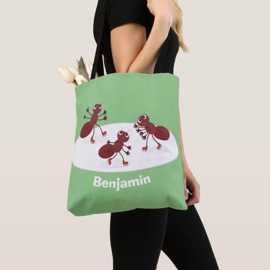 Fijne rode mieren schaatsen cartoon tote bag (Dichtbij)
