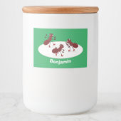 Fijne rode mieren schaatsen cartoon voedselcontainer etiket (Voorkant)