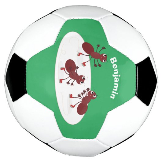 Fijne rode mieren schaatsen cartoon voetbal (Gedraaid)