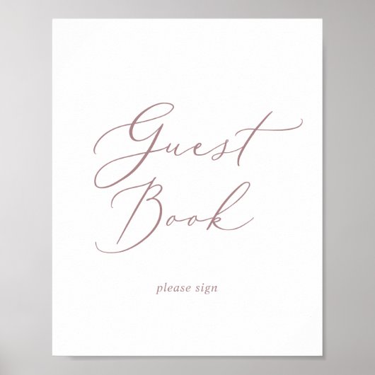 Fijne Roos Gold Calligraphy Guest Book Sign Poster (Voorkant)