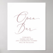 Fijne Roos Gold Calligraphy Open Bar Sign Poster (Voorkant)