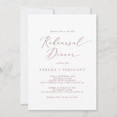 Fijne Roos Gold Calligraphy Rehearsal Dinner Kaart (Voorkant)