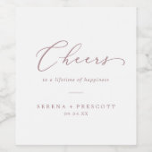 Fijne Roos Gold Cheers Wedding Wine Labels Wijn Etiket (Enkel label)