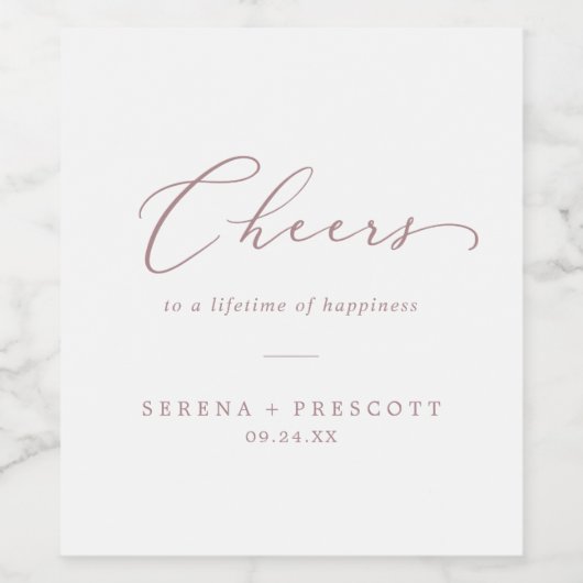 Fijne Roos Gold Cheers Wedding Wine Labels Wijn Etiket (Enkel label)