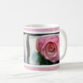 Fijne Roos met roze en grijze rand Koffiemok (Voorkant rechts)