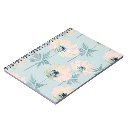 Fijne roze anemonen. notitieboek (Linkerzijde)