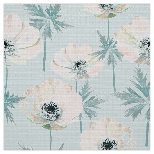 Fijne roze anemonen. stof (Swatch)