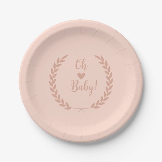 Fijne roze Baby showers borden Papieren Bordje (Voorkant)