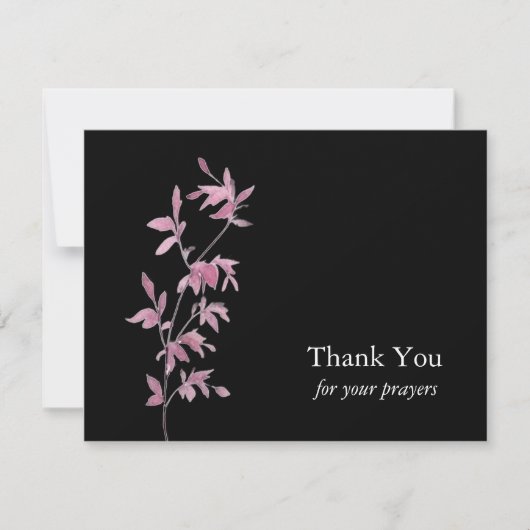 Fijne roze bladeren orthodoxe Christelijke begrafe Bedankkaart (Voorkant)