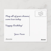 Fijne roze bloem Happy Birthday Briefkaart (Achterkant)