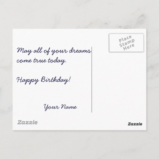 Fijne roze bloem Happy Birthday Briefkaart (Achterkant)