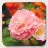 Fijne roze bloem na de regen bier onderzetter (Voorkant)