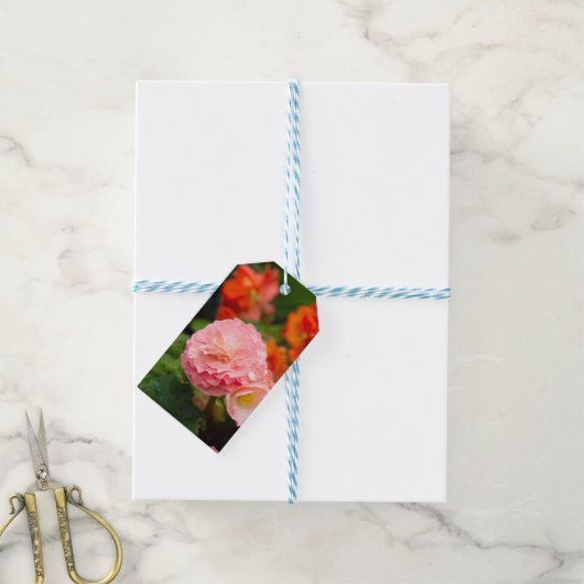 Fijne roze bloem na de regen cadeaulabel (Met Touw)