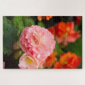 Fijne roze bloem na de regen legpuzzel (Horizontaal)