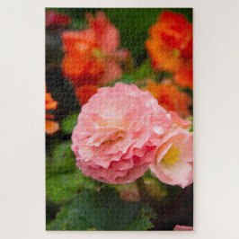 Fijne roze bloem na de regen legpuzzel