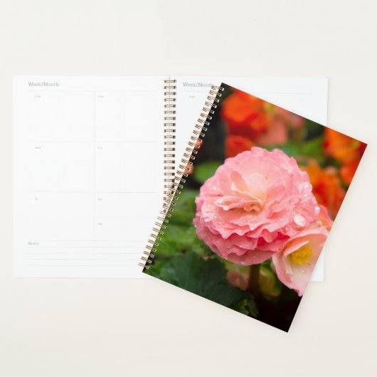 Fijne roze bloem na de regen planner (Display)