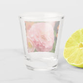 Fijne roze bloem na de regen shot glas (Achterkant)