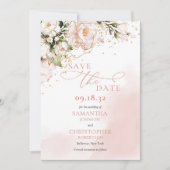 Fijne roze bloemen boho arch pampas eucalyptus save the date (Voorkant)
