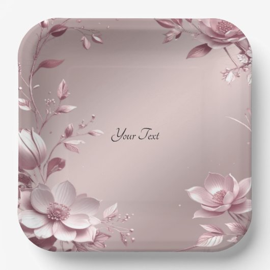 Fijne Roze Bloemen Papieren Bord (Voorkant)