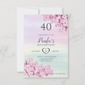 Fijne roze bloemen verjaardag kaart (Voorkant)