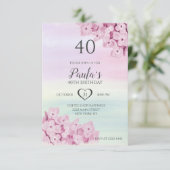 Fijne roze bloemen verjaardag kaart (Staand voorkant)