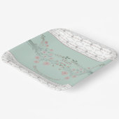 Fijne roze bloemenvierkant papieren bordje (Gebogen)