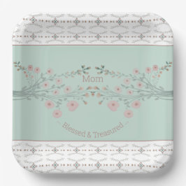 Fijne roze bloemenvierkant papieren bordje