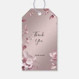 Fijne roze bloemige cadeaubijlage cadeaulabel