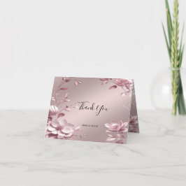 Fijne Roze Bloemrijke Frame Bedankkaart