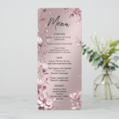 Fijne Roze Bloemrijke Frame Menu (Staand voorkant)