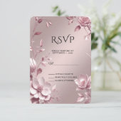 Fijne Roze Bloemrijke Frame RSVP Kaart (Staand voorkant)