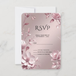 Fijne Roze Bloemrijke Frame RSVP Kaart
