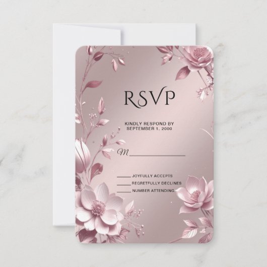 Fijne Roze Bloemrijke Frame RSVP Kaart (Voorkant)