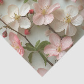 Fijne roze bloesems op witte achtergrond tissuepapier (Detail)