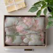 Fijne roze bloesems op witte achtergrond tissuepapier (Geschenk)