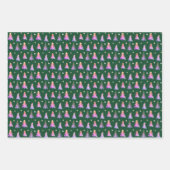 Fijne roze bomen Vrolijk kerstgroen Inpakpapier Vel (Voorkant 2)