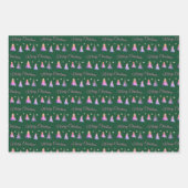 Fijne roze bomen Vrolijk kerstgroen Inpakpapier Vel (Voorkant)