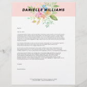 Fijne roze en gele bloemen bouquet briefhoofd (Voorkant)