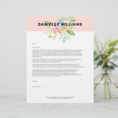 Fijne roze en gele bloemen bouquet briefhoofd (Staand voorkant)