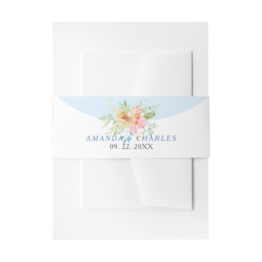 Fijne roze en gele bloemen bouquet uitnodigingen wikkel (Voorkant Voorbeeld)