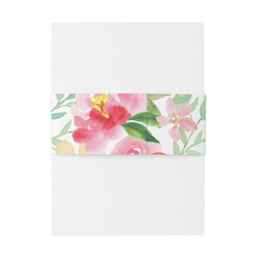 Fijne roze en gele bloemen bouquet uitnodigingen wikkel (Achterkant Voorbeeld)