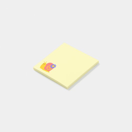 Fijne roze en groene slak post-it® notes (Schuin)