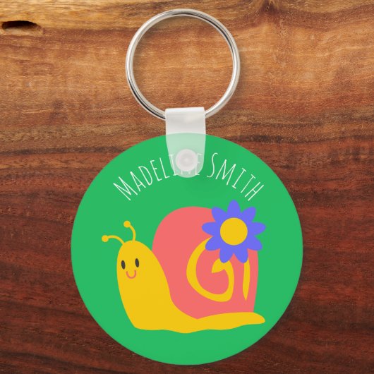 Fijne roze en groene slak sleutelhanger (Voorkant)