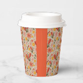 Fijne roze en oranje bloemen papieren bekers (Rechts)