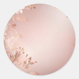 Fijne Roze en Roos Gouden Bloemen Ronde Sticker