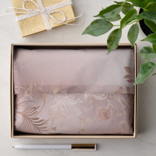 Fijne Roze en Roos Gouden Bloemen Tissuepapier (Geschenk)