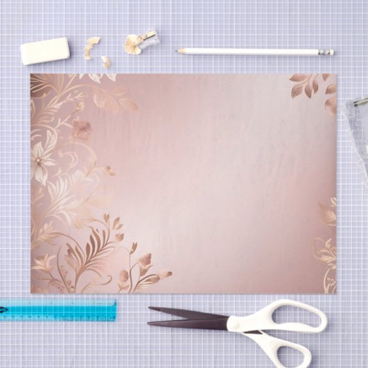 Fijne Roze en Roos Gouden Bloemen Tissuepapier (Craft)