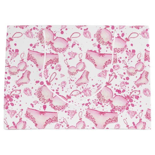 Fijne roze lingerie Vrijgezellenfeesten tas Groot Cadeauzakje (Voorkant)