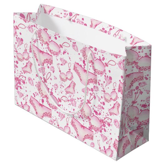 Fijne roze lingerie Vrijgezellenfeesten tas Groot Cadeauzakje (Achterkant Gekanteld)