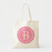 Fijne roze pokstip met buttergeel tote bag (Voorkant)
